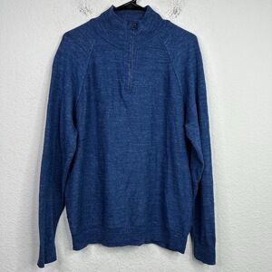 J.Crew Sweater‎ Mens L Blue Long Sleeve 1/2 Zip Pop Over Preppy Coastal Casual